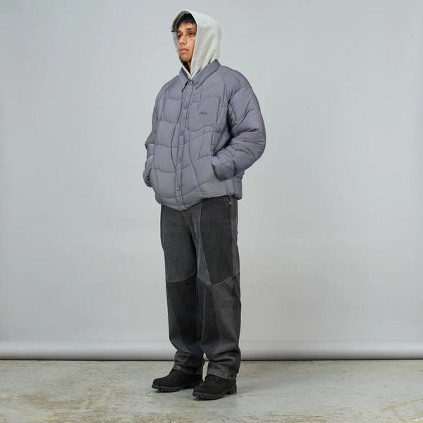 Dime MTL Midweight Wave Puffer Jacket Silver Gray
