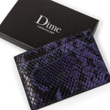 Buy Dime MTL Embossed Leather Card Holder Purple Snake Skin. 100% Leather construct. 4 Interior card pockets. Note slots. Embossed Foil logo detailing. Shop the biggest and best range of Dime MTL in the UK at Tuesdays Skate Shop. Fast Free delivery, 5 star customer reviews, Secure checkout & buy now pay later options at Tuesdays Skate Shop.