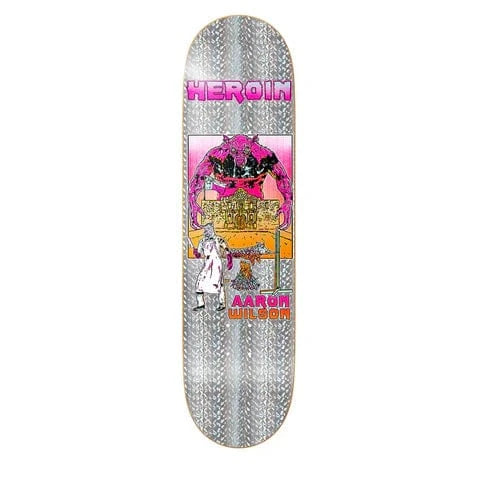 Buy Heroin Skateboards Aaron Wilson 'Hellscape' Skateboard Deck 8.5" All decks come with free grip, please specify in notes (at checkout) if you would like it applied or not. For further information on any of our products please feel free to message. Fast Free UK Delivery, Worldwide shipping.