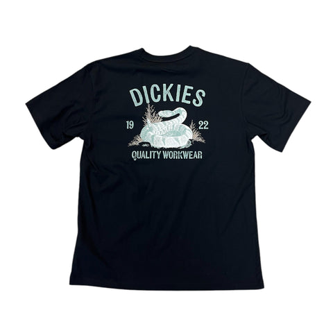 Buy Dickies Snake T-Shirt Black DK0A4Z99BLK1 at Tuesdays Skateshop Bolton | 30.00 GBP Black. 100% Soft cotton construct. Woven tab detail at hem. Model is 6'0" & wearing a size Medium. 