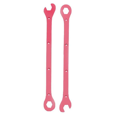 Buy Deez Nutz Spannerz Rails in Pink, Shaped like a spanner to fix to the bottom of your deck. 14" Long with Fixings. Poured in the U.K. by Emo Skates. Sticker included. Shop the best range of skateboarding parts at Tuesdays Skateshop. Buy now pay later & outstanding feedback on trustpilot.