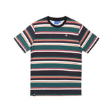 Buy Helas Rayures Striped T-Shirt Green/Black. 100% Soft cotton construct. Custom Striped Pattern with Umbrella embroidered details at left of chest. Fast Free delivery and shipping options. Buy now Pay later with Klarna and ClearPay payment plans at checkout. Tuesdays Skateshop, Greater Manchester, Bolton, UK.