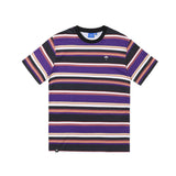 Buy Helas Rayures Striped T-Shirt Purple/Black. 100% Soft cotton construct. Custom Striped Pattern with Umbrella embroidered details at left of chest. Fast Free delivery and shipping options. Buy now Pay later with Klarna and ClearPay payment plans at checkout. Tuesdays Skateshop, Greater Manchester, Bolton, UK.