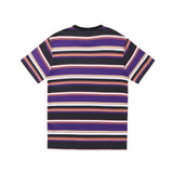 Buy Helas Rayures Striped T-Shirt Purple/Black. 100% Soft cotton construct. Custom Striped Pattern with Umbrella embroidered details at left of chest. Fast Free delivery and shipping options. Buy now Pay later with Klarna and ClearPay payment plans at checkout. Tuesdays Skateshop, Greater Manchester, Bolton, UK.