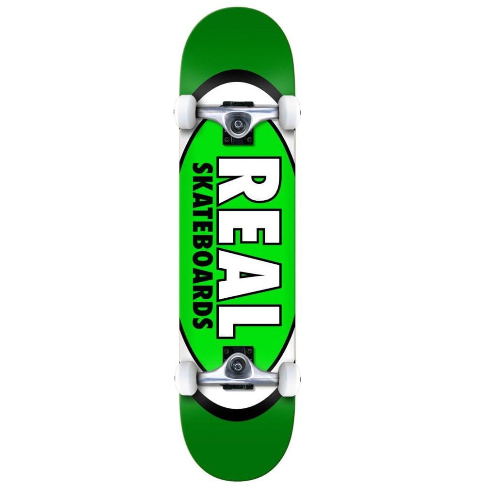 Buy Real Classic Oval Green Complete Skateboard 8". 7 Ply hard rock Maple construct. 5.0 Polished Raw trucks with PU cushioning riser pads. 52 MM X 32 MM 90A Wheels with Abec 5 bearings as standard. Ideal for a first time Full set up. 30.5" in length. Ideal for a beginner | First Timer | Complete Full Set Up. Buy now pay later with Klarna and ClearPay payment plans. Tuesdays Skateshop.