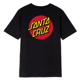 Buy Santa Cruz Classic Dot T-Shirt in Black with Back Print. Iconic timeless design. Small logo on left of chest with large back print. Shop the best range of Skate Surf Tees at Tuesdays Skate shop. Buy now pay later with Clearpay & rated excellent on trustpilot.