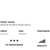 Buy MTN 94 400ml Spray Paint. Matt White, Pantone Reference. Matt Finish. Low Pressure. 400ml Aerosol Can covers approximately 2 Square meters. Free Cap provided. Shop the best range of Montana Spray Paint in the U.K at Tuesdays Skate Shop with Fast Free delivery options. Buy now pay later with Klarna & ClearPay at Checkout. 